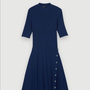 Maje Stretch Knit Dress in Navy size 36